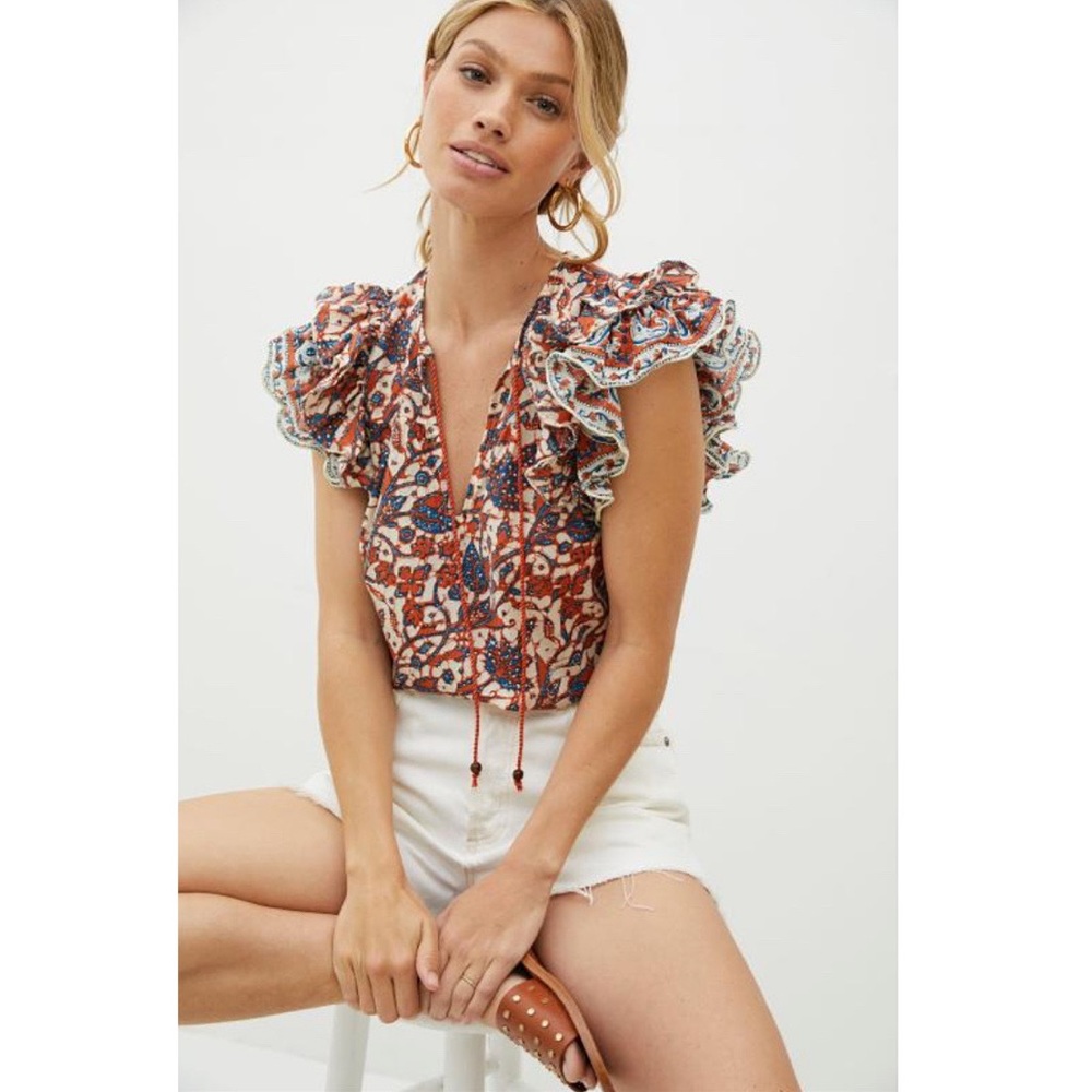 Anthro Love The Label Vineyard Ruffled Top
